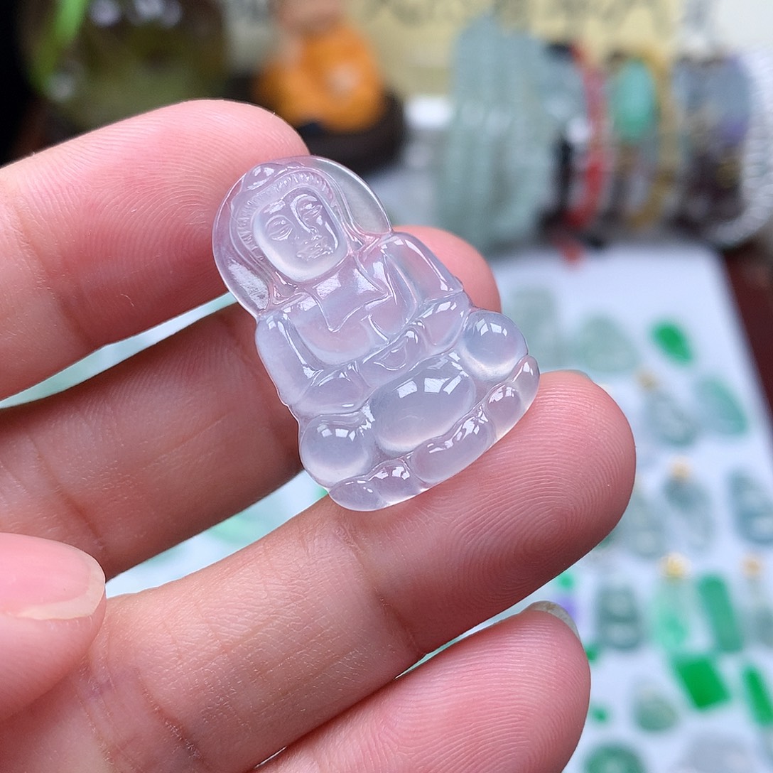 翡翠裸石缅甸天然A货翡翠冰种观音