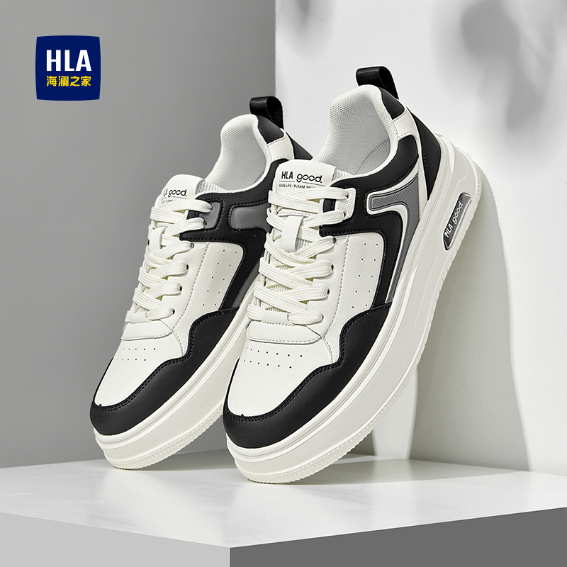 HLA/海澜之家男款夏季透气百搭潮牌休闲板鞋男士厚底运动小白潮鞋