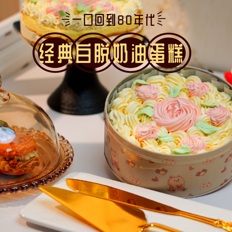 500g白脱硬奶油蛋糕冰淇淋罐子甜品黄油糕点美味解馋零食即食