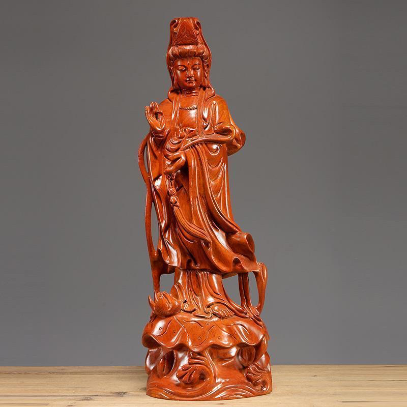 巴西花梨木如意观世音菩萨家居客厅供奉工艺品中式观音手工