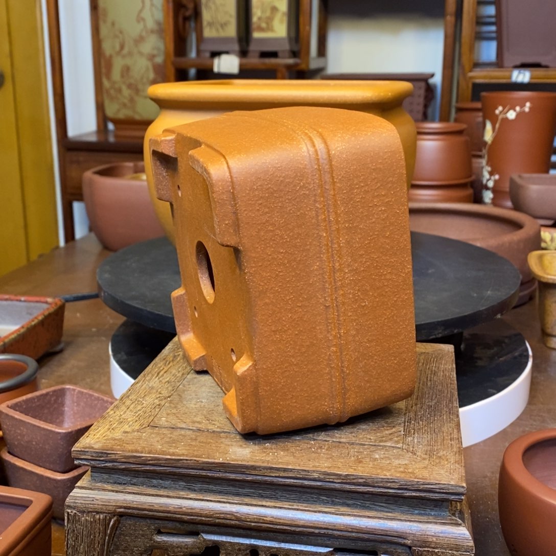 紫砂花盆四方双线盆