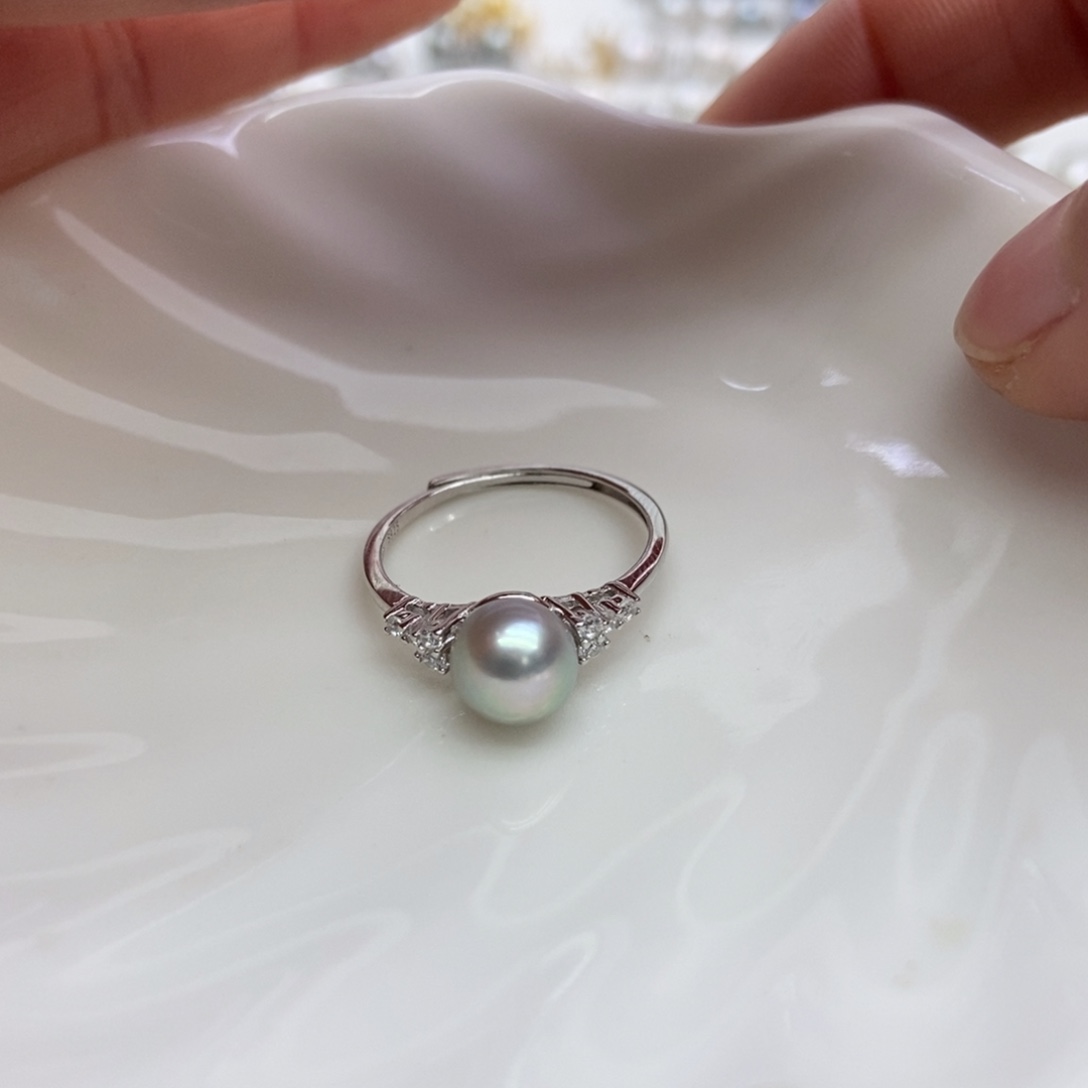 海水珍珠戒指银S925镶嵌