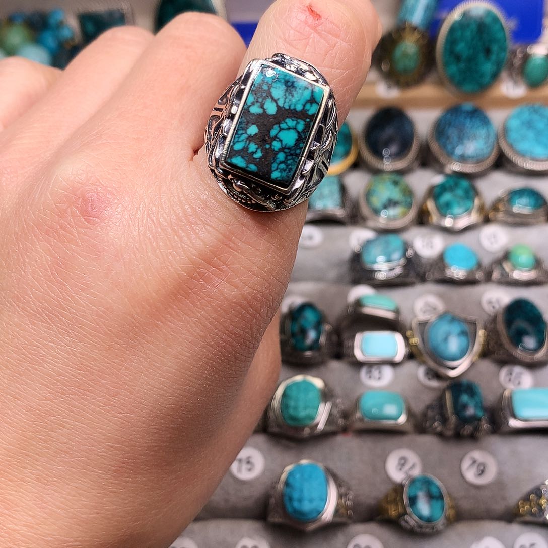 绿松石挂件银S925镶嵌