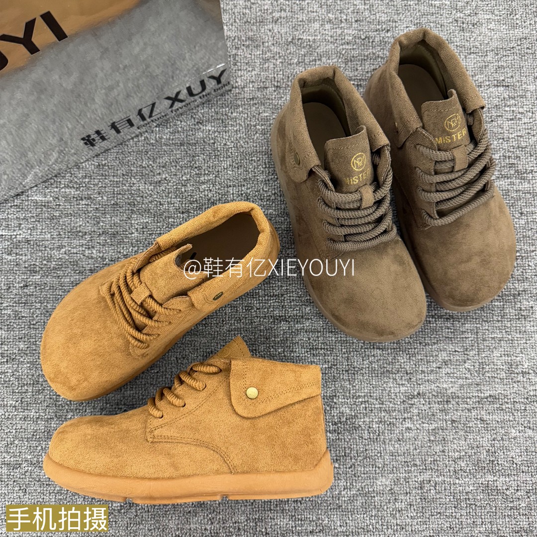 鞋有亿 2025夏季新款棕色复古英伦风马丁靴女款高帮鞋子休闲板鞋