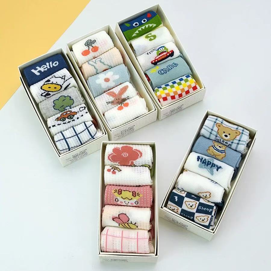 斑儿童袜子透气卡通运动袜