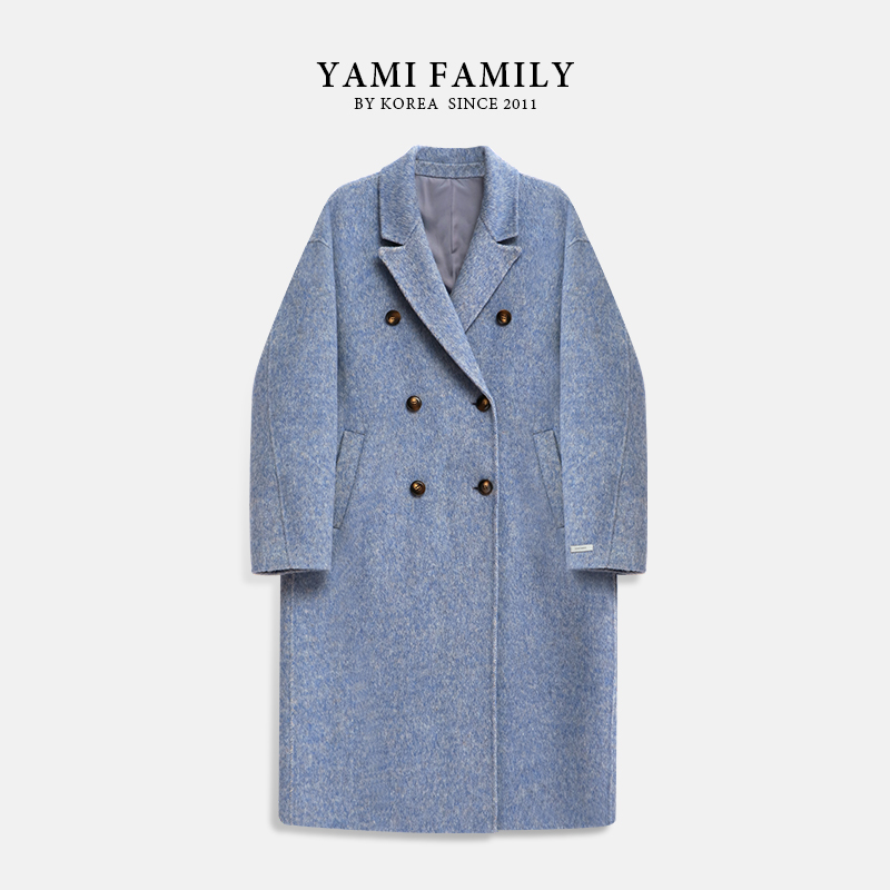 【罗马假日】YM 937  秋冬大衣时尚中长款翻领秋冬双排扣双面羊毛