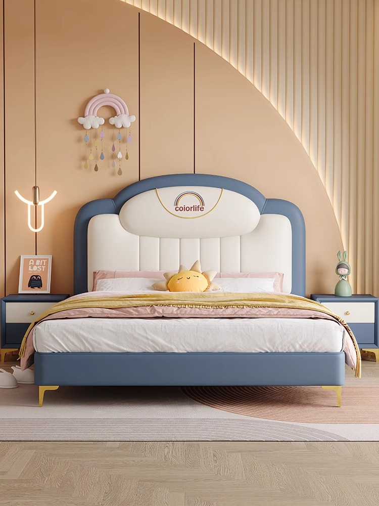 奶油风白色儿童床男孩女孩公主床现代简约单人床1.5米抽屉储物床