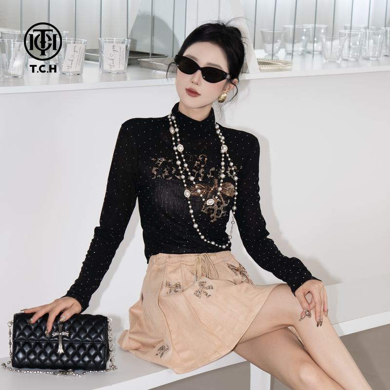 TCH私服烫钻工艺新时尚淑女百搭新潮流针织衫T75C09E1078轻奢tch