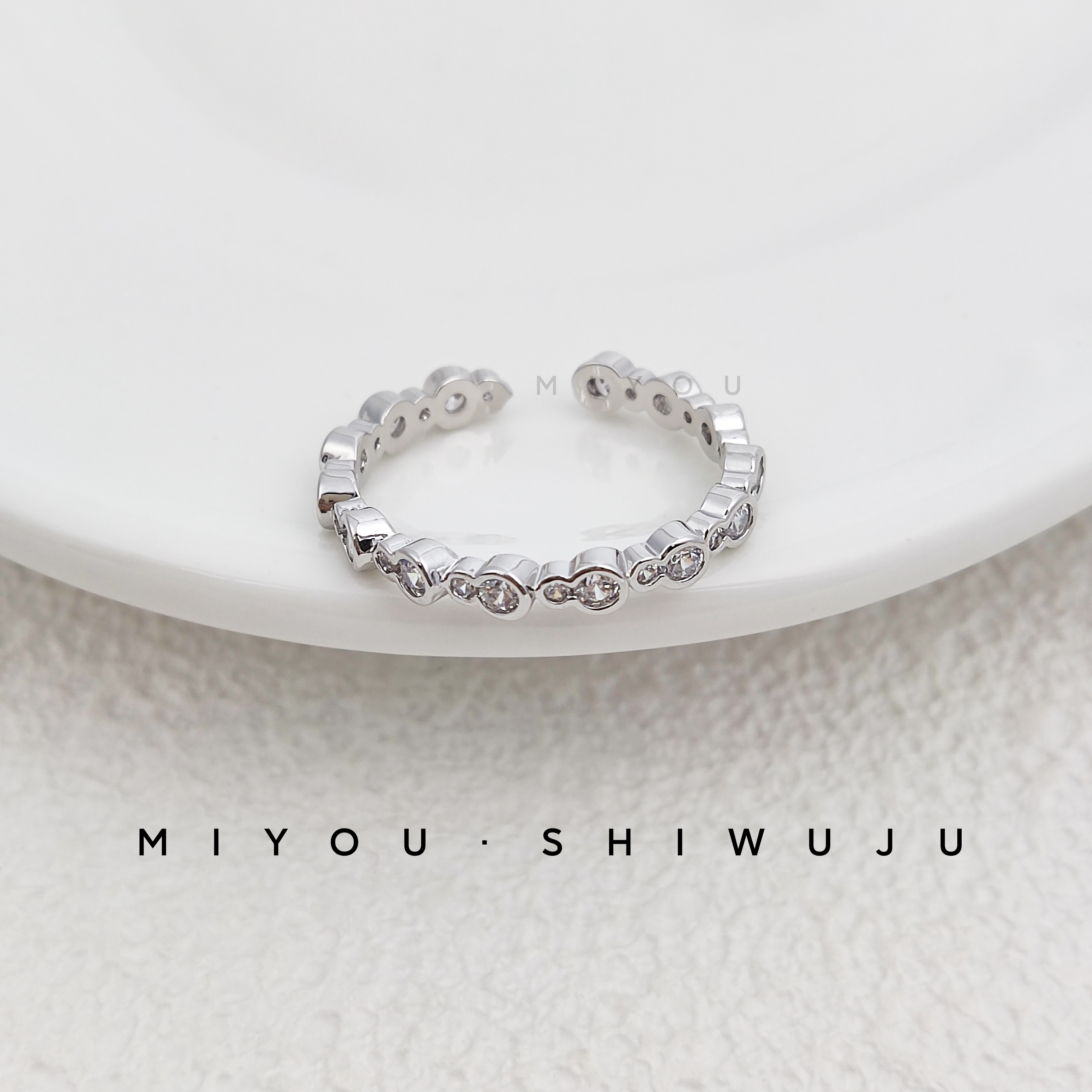 铜合金戒指 铜银色钻感多个葫芦戒指百搭小众简约