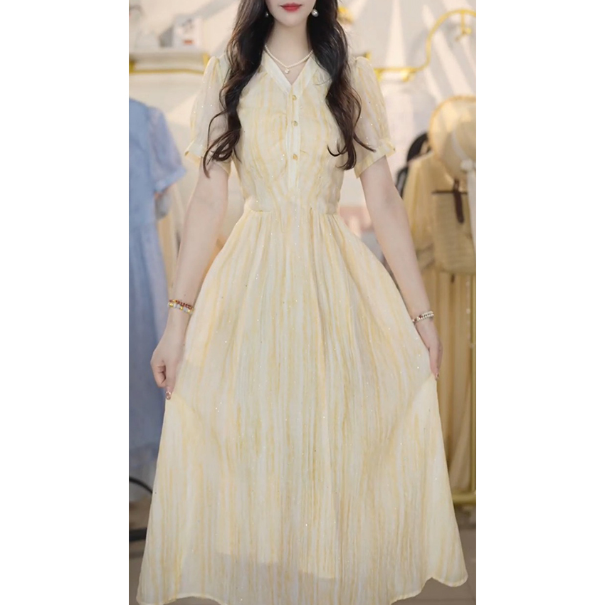 L5329 显瘦高级法式气质收腰2025裙子新款仙气夏季时尚连衣裙