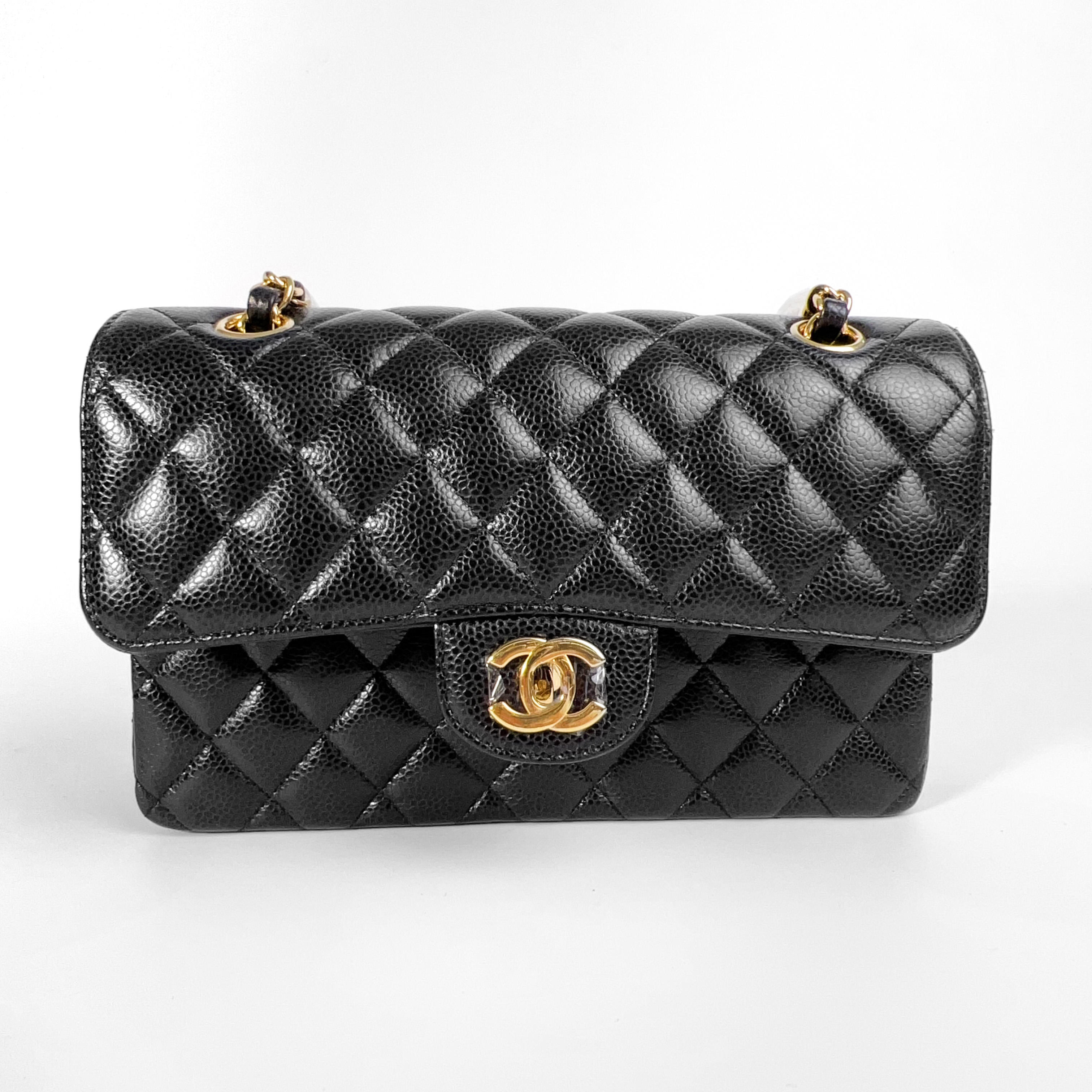 全新未使用 Chanel/香奈儿 CF系列黑金款牛皮经典单肩包