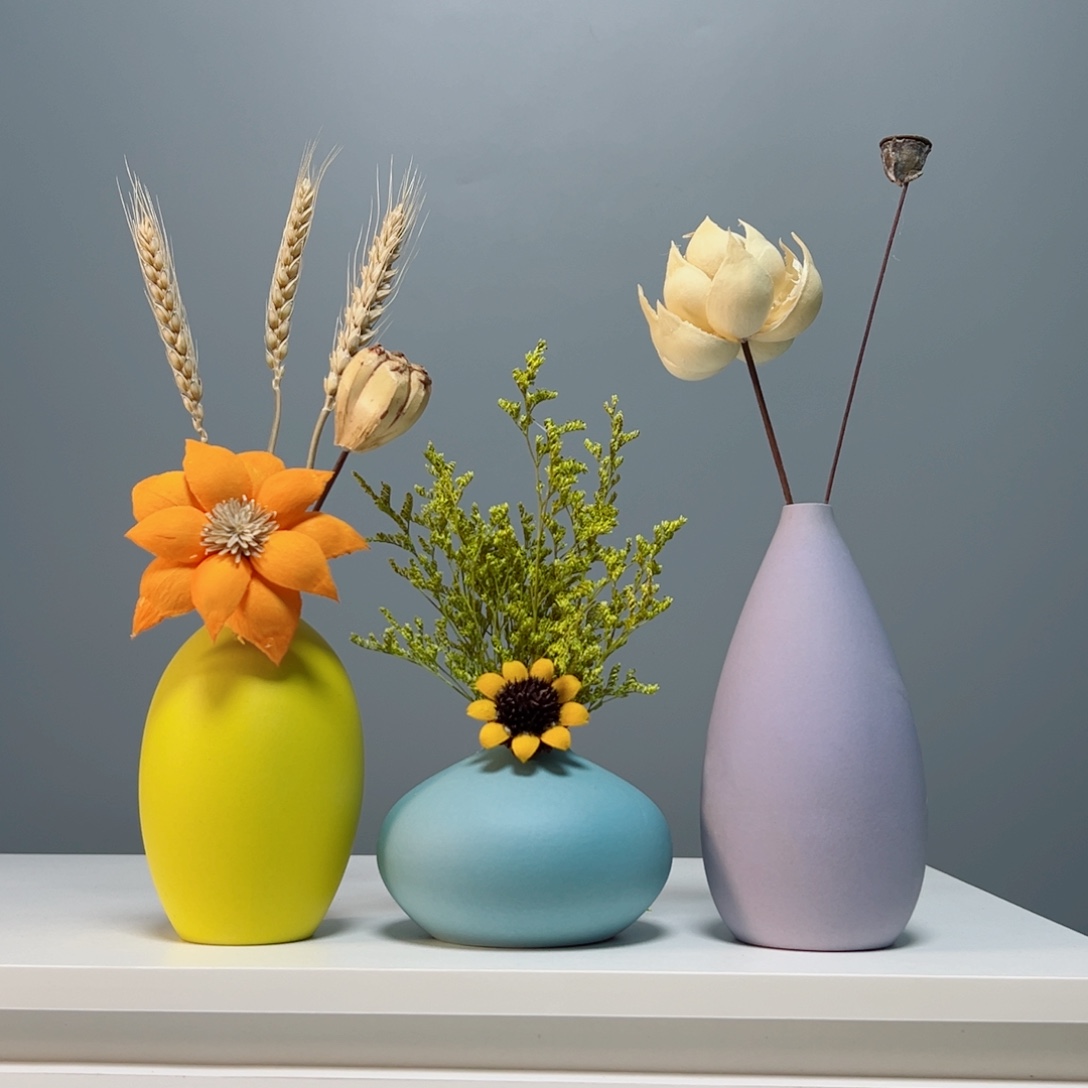 摆件景德镇手作陶瓷花瓶摆件无孔