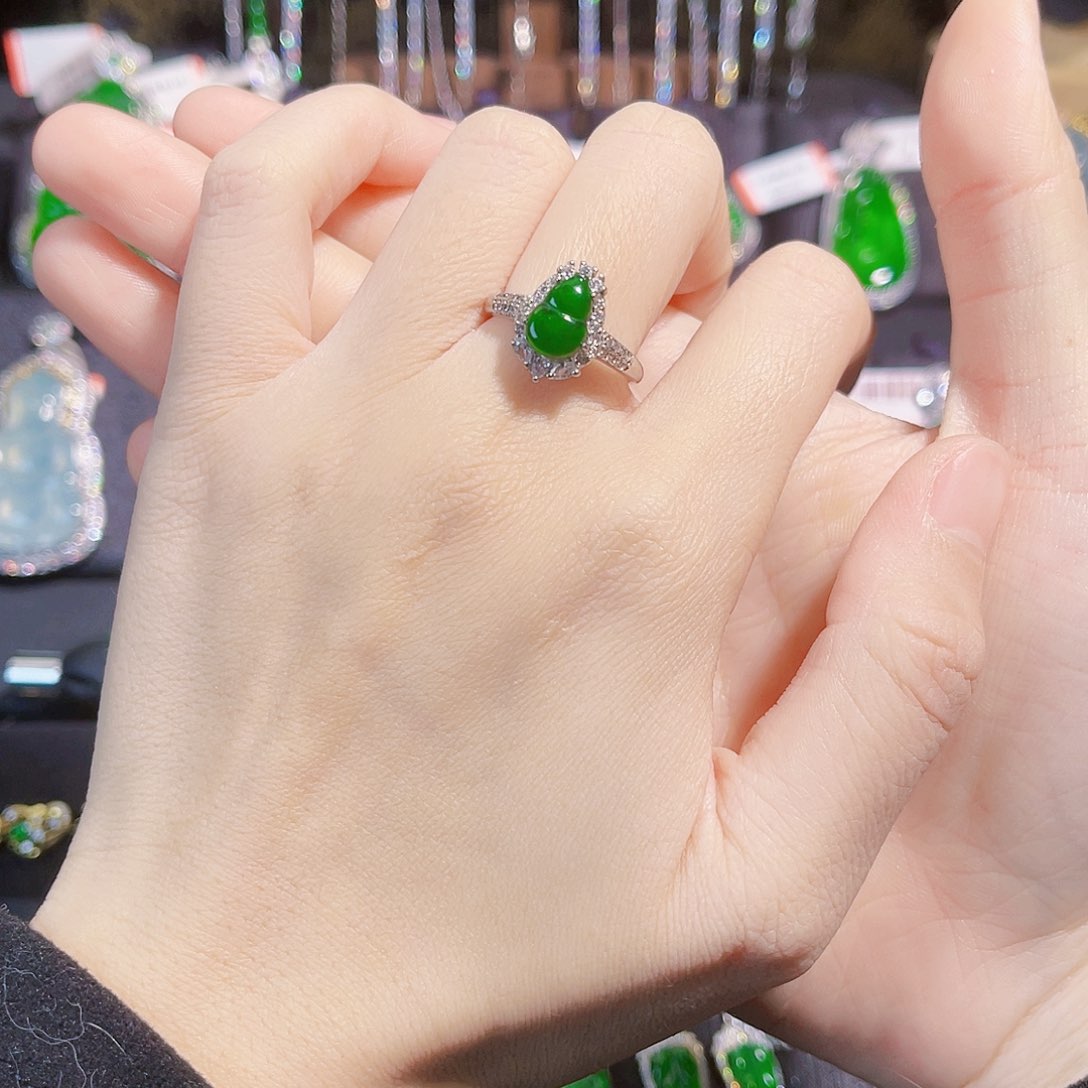 翡翠吊坠(不含链)银S925镶嵌戒指