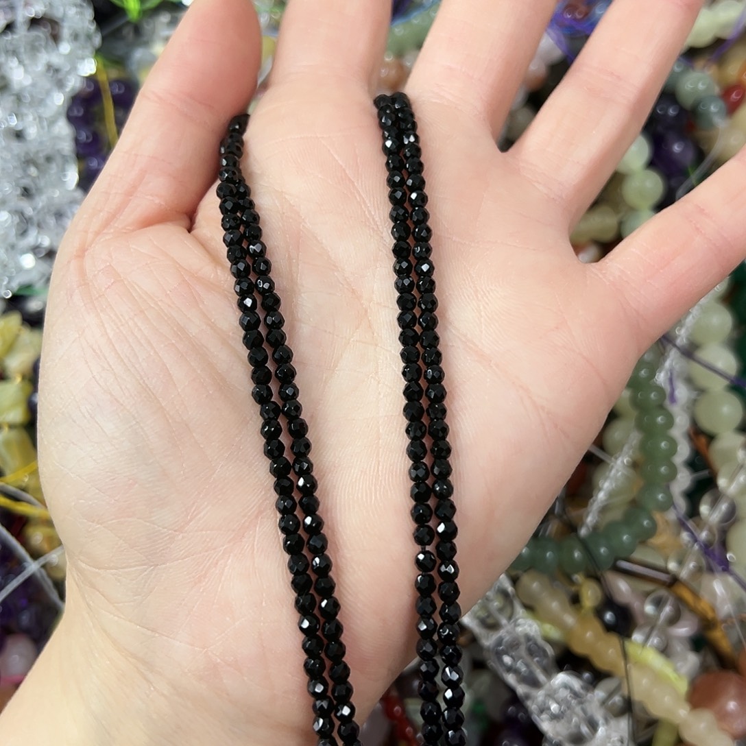 玛瑙/玉髓未镶嵌珠宝半成品，卡3黑碧玺2条