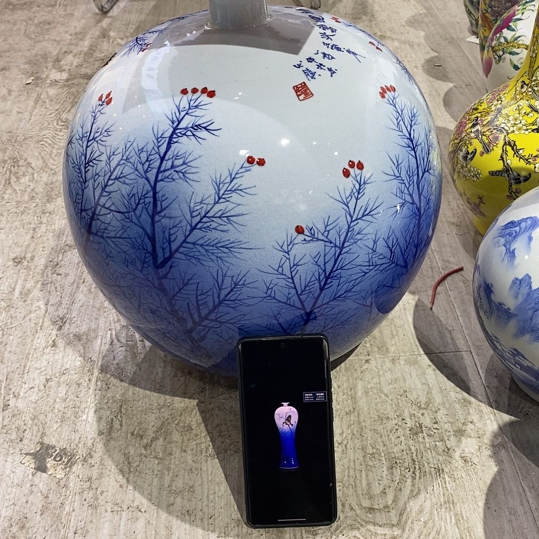 用***7摆件陶40cm鸿运当头石榴瓶+鸿运当头美人瓶