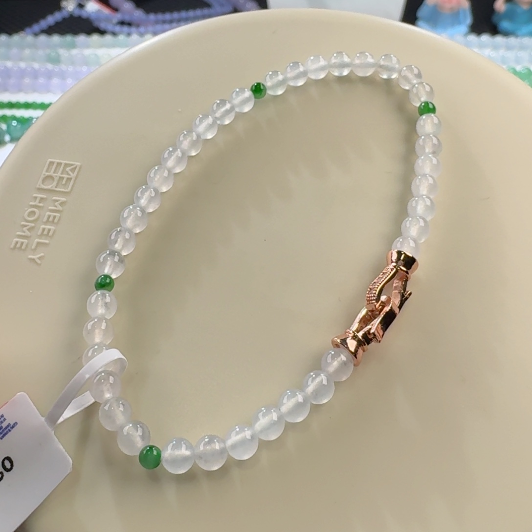 翡翠颈饰未镶嵌福利款高冰小米珠4.5mm