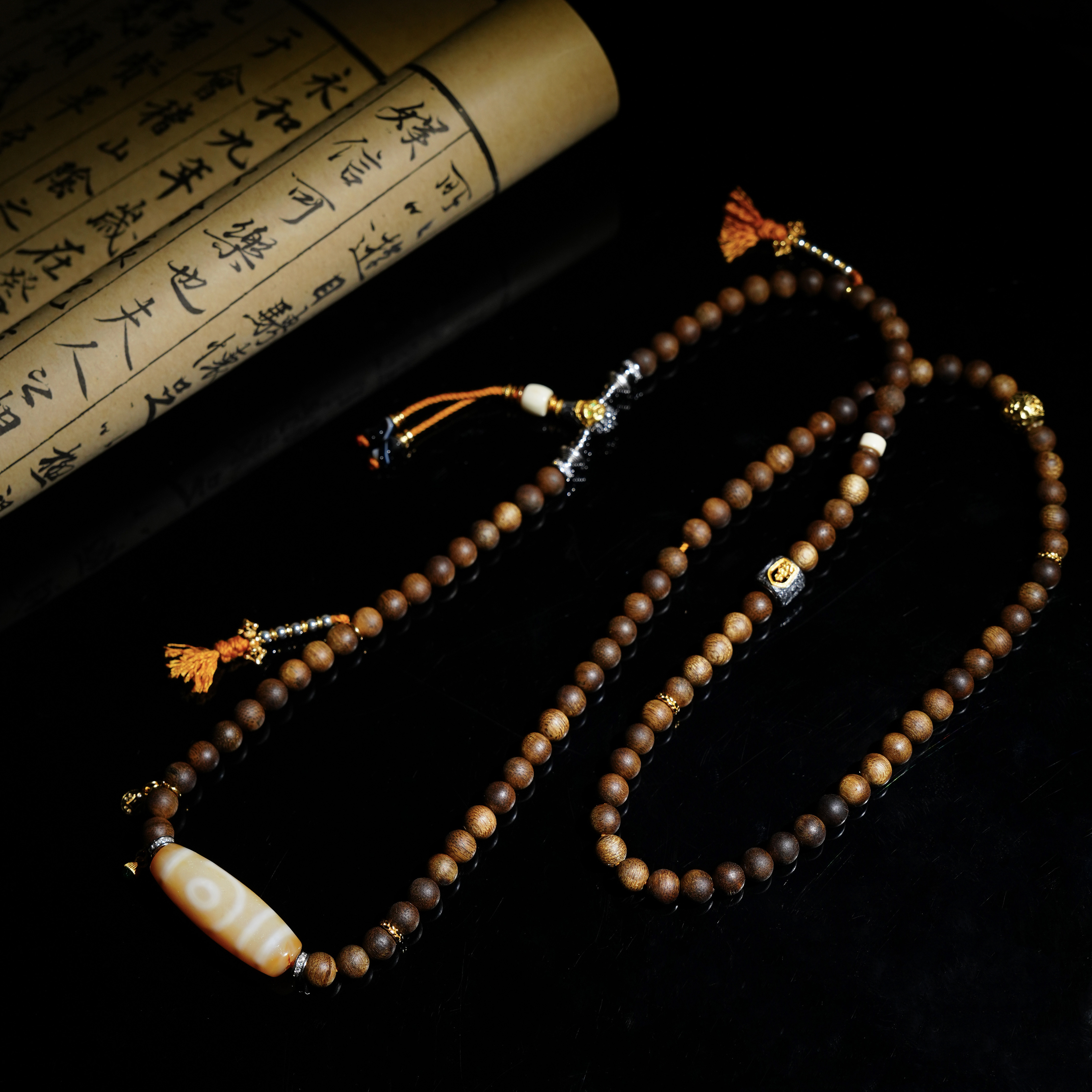 【朱孝天专属】·扶摇珠宝·嫩色二Y天珠DIY白木项链（多样性发其一）