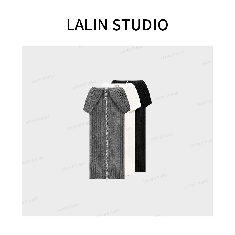 LALIN2025s秋冬毛织中筒袜拉链小腿堆堆袜休闲时髦精叠穿搭配袜套