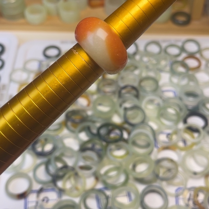 蛇纹石玉合金戒指16.5