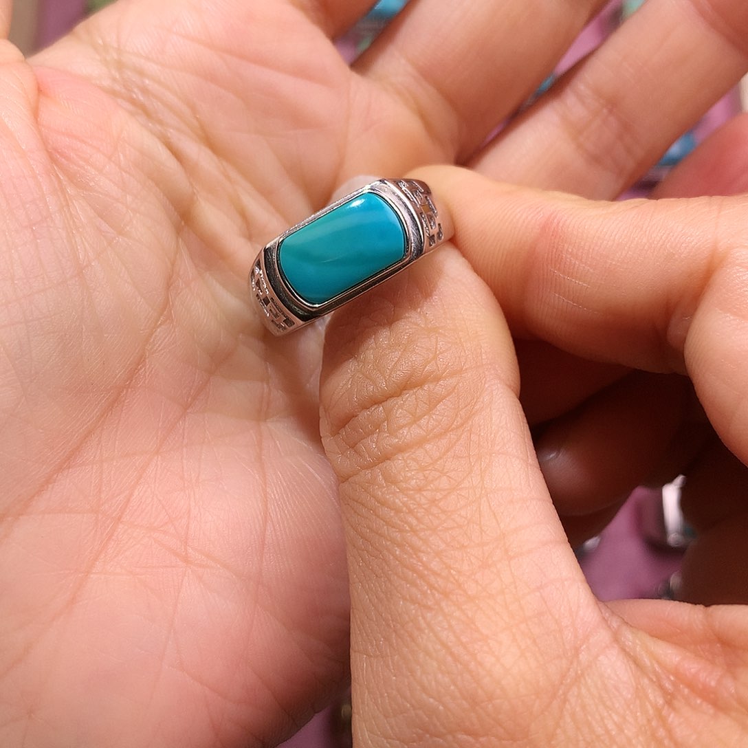 绿松石挂件银S925镶嵌