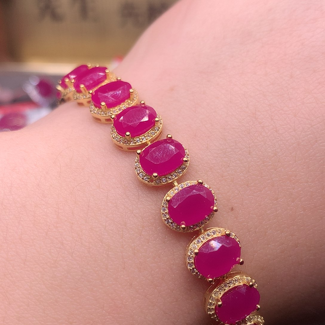 红宝石手链银S925镶嵌