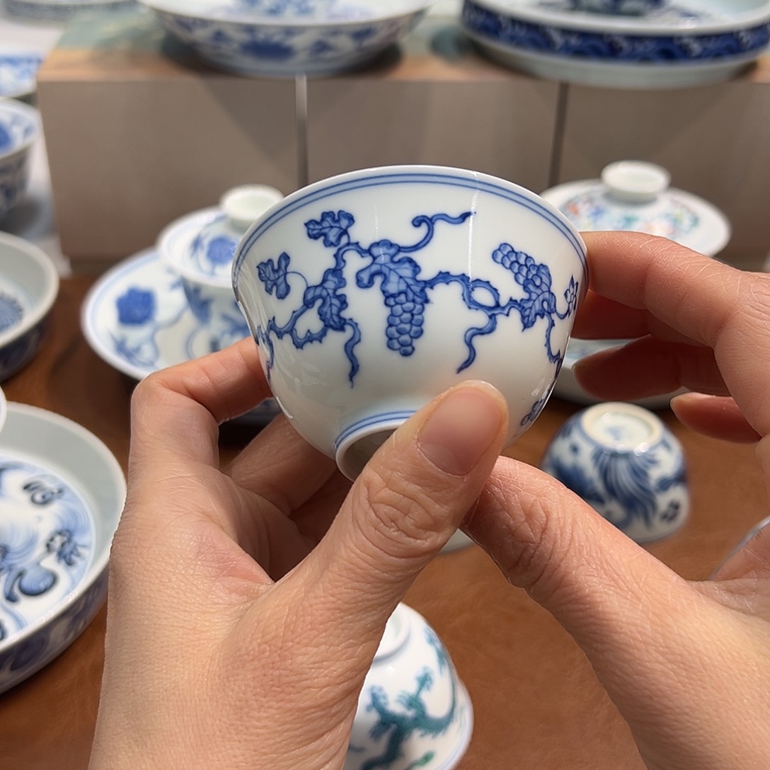 杯子付*离青花葡萄杯75毫升