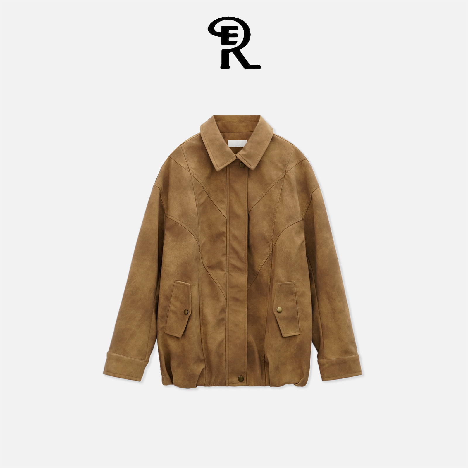 RE丨秋季翻领短款水洗休闲皮衣夹克时尚休闲地雷系RE453027