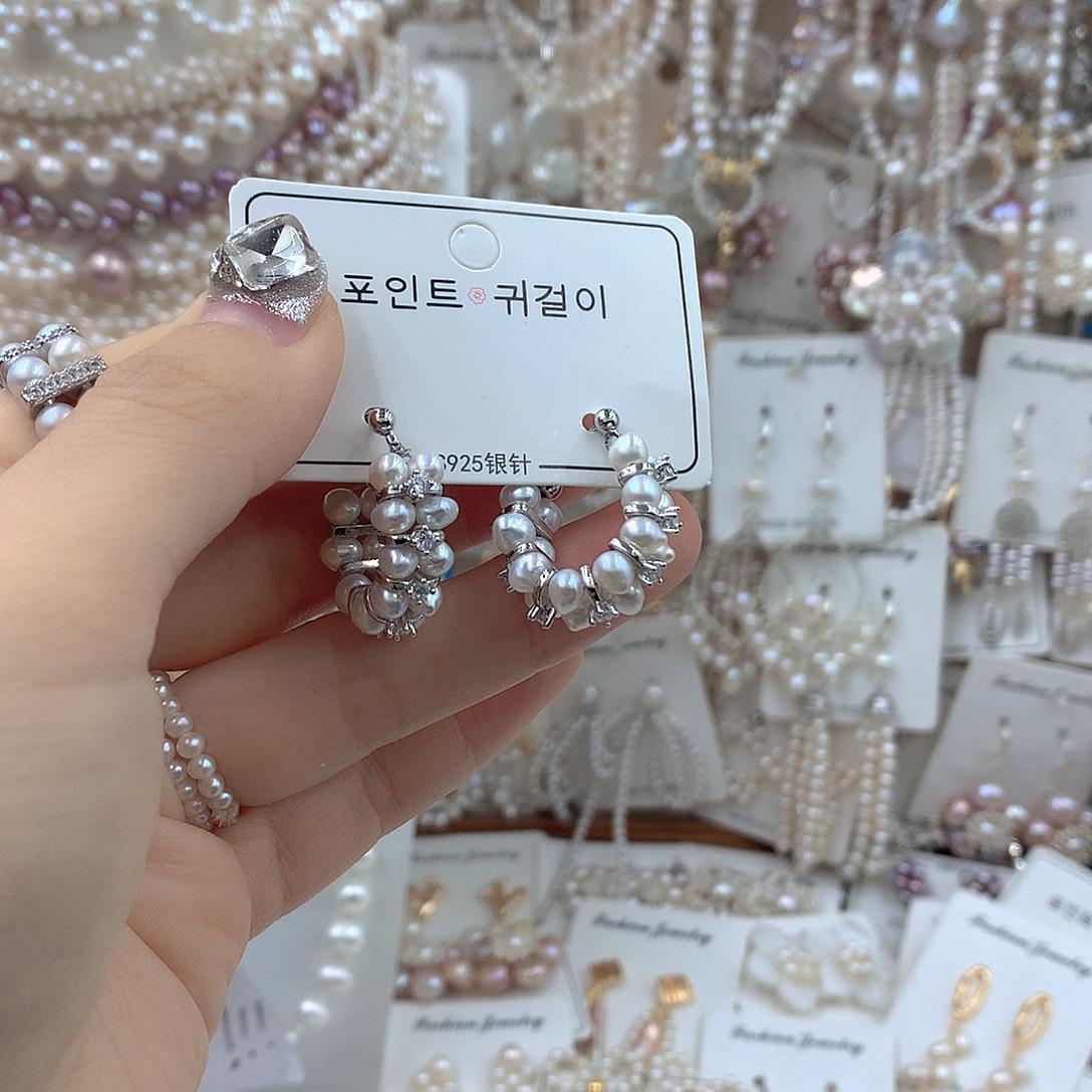 耳饰淡水珍珠银S925镶嵌