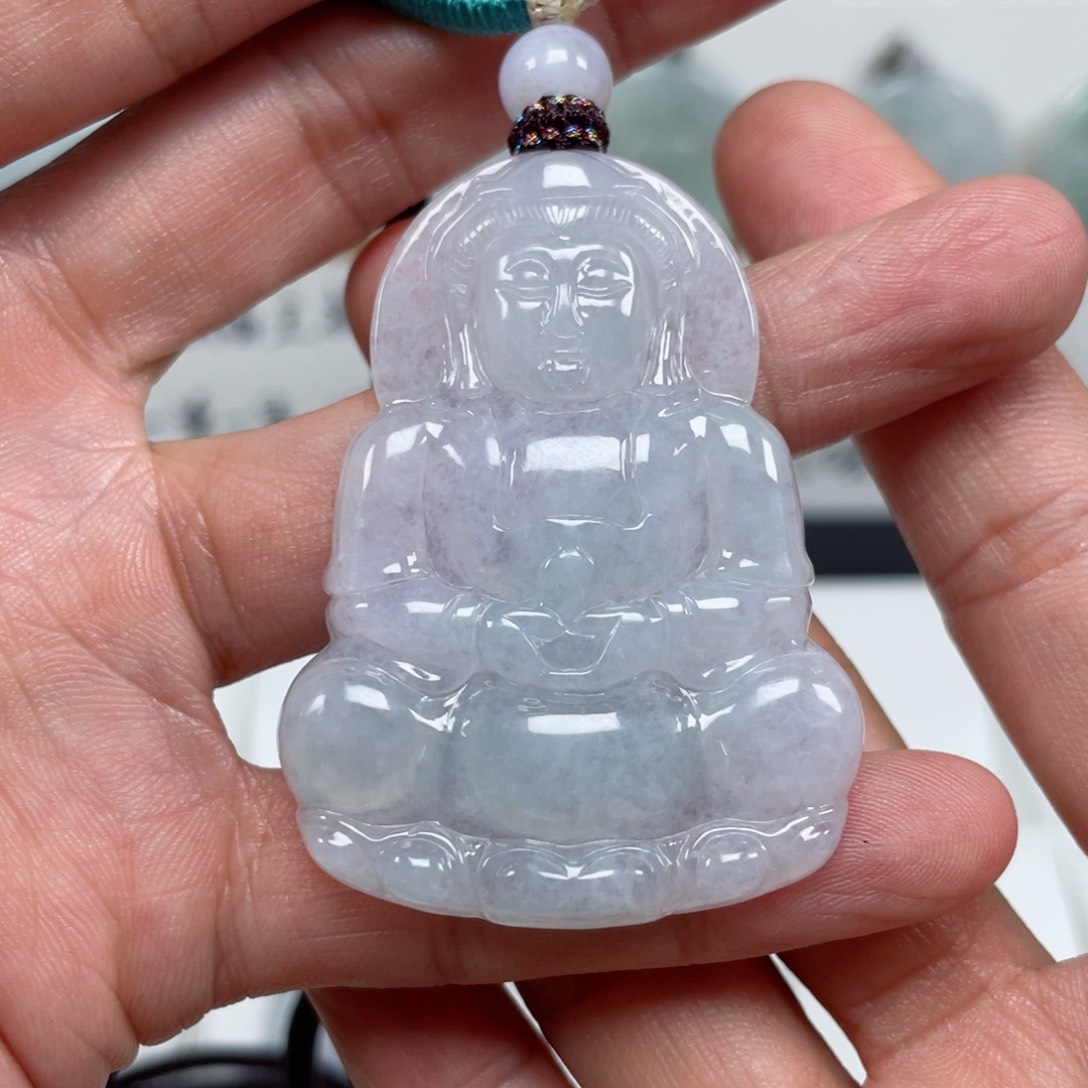 翡翠颈饰未镶嵌天然翡翠A货观音90号