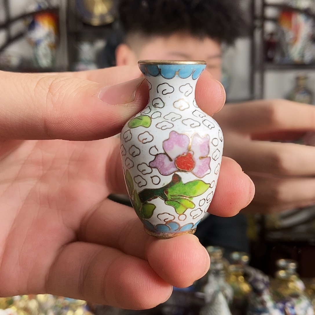 @***竹铜景泰蓝创汇小瓶