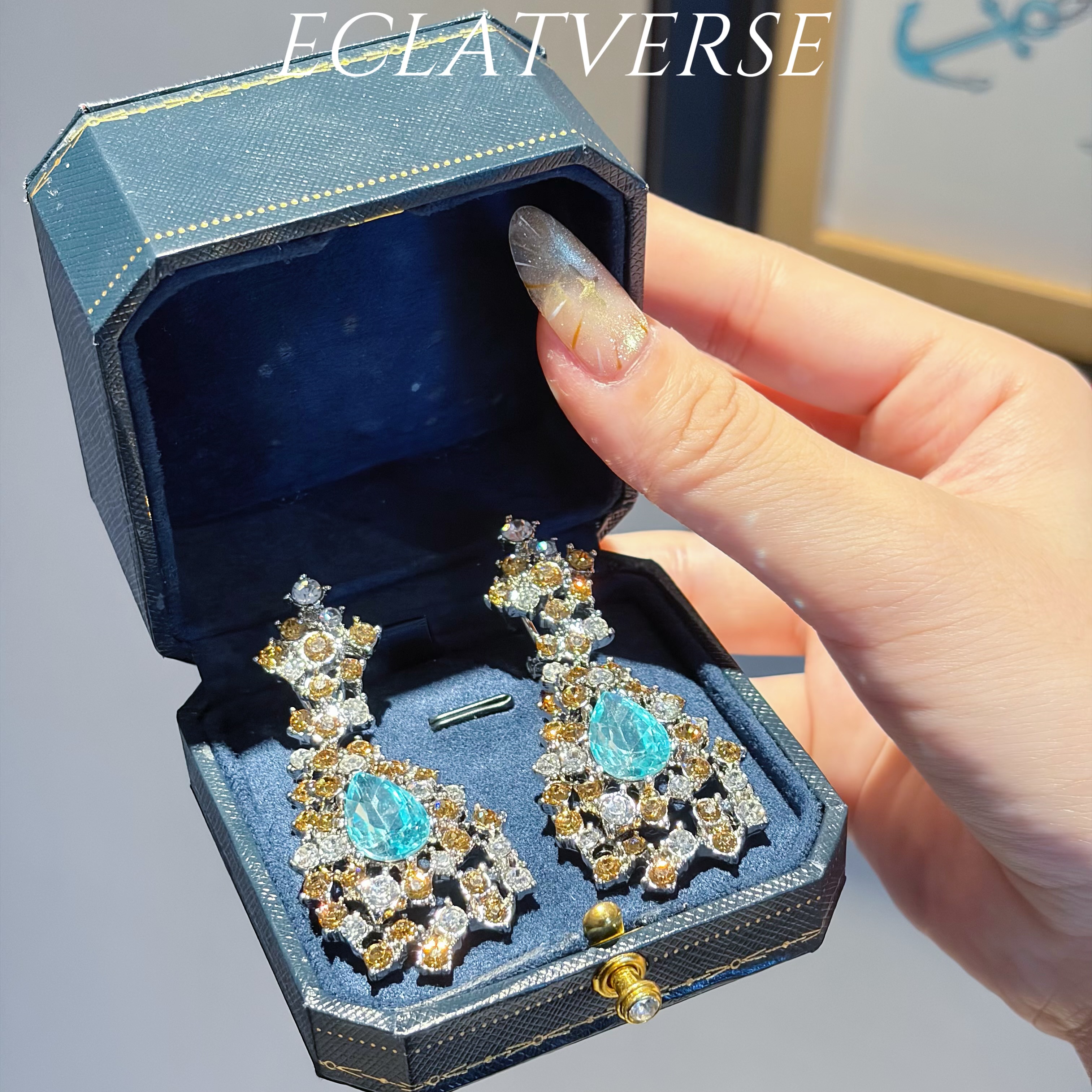 铜合金仿水晶耳饰 9137铜合金仿水晶耳饰轻奢时尚