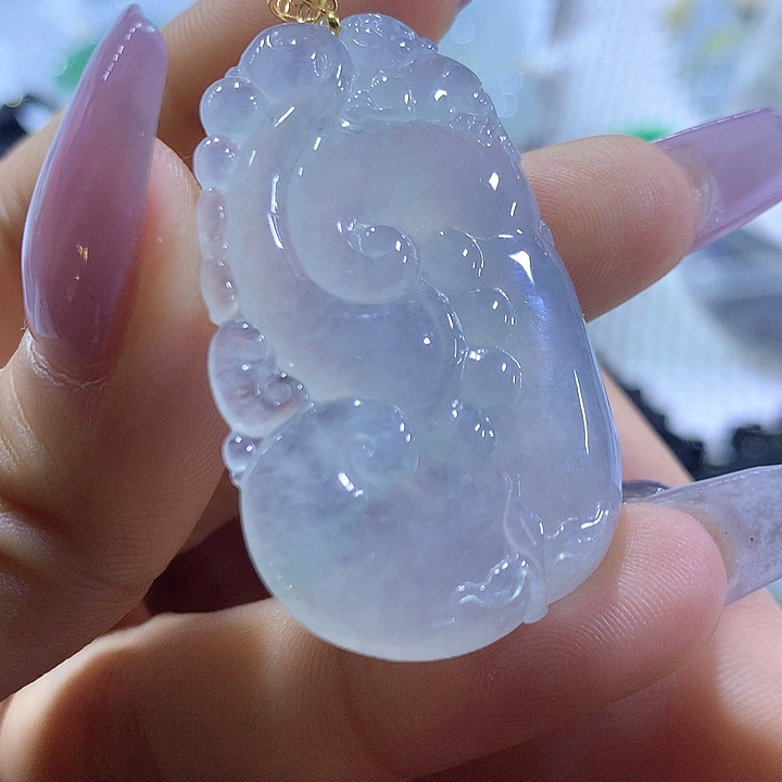 翡翠18K金镶嵌颈饰天然翡翠A货吊坠