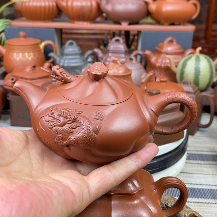 紫砂茶壶鱼化龙260cc原矿朱泥新年特惠价