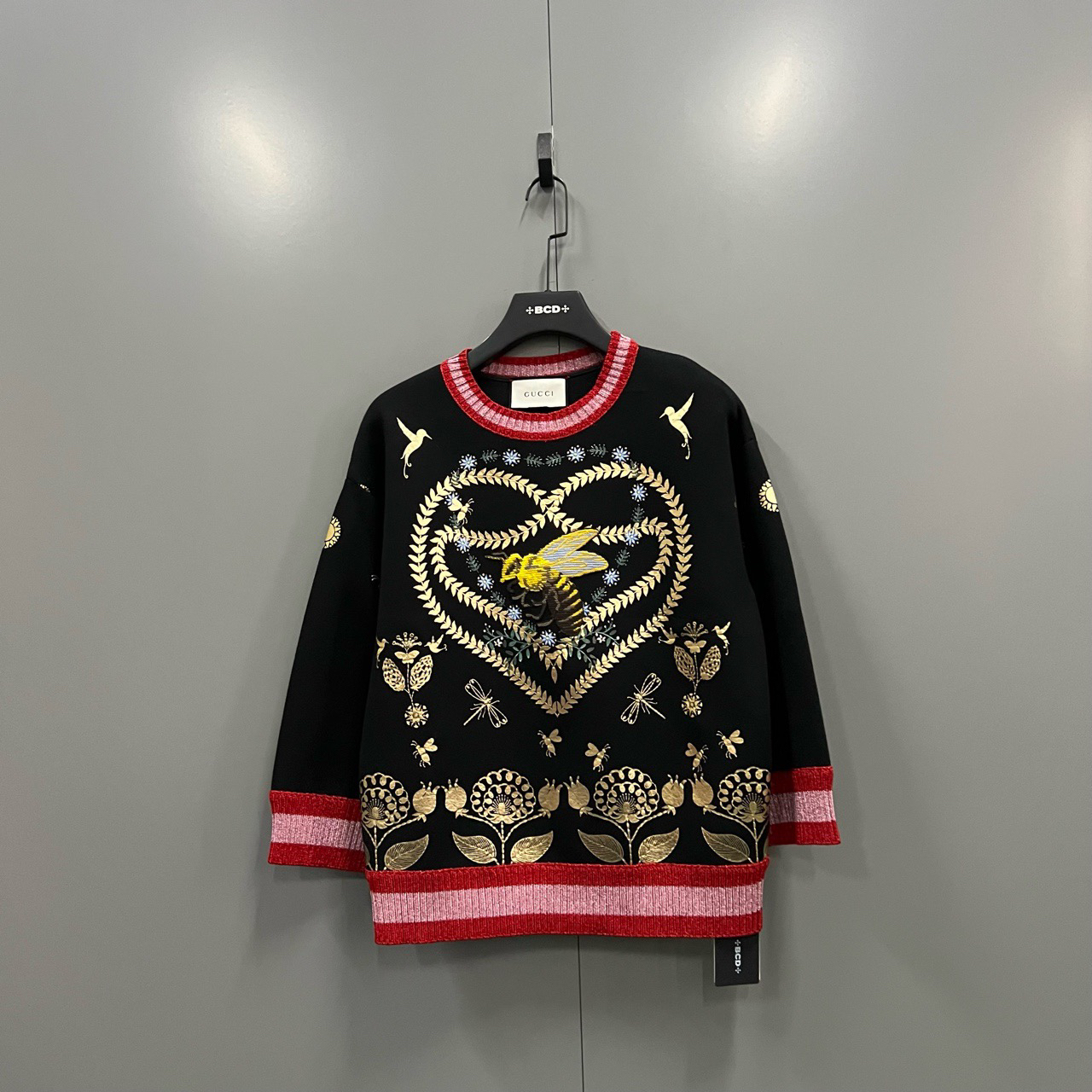 GUCCI 古驰 金线蜜蜂刺绣拼接卫衣 M码/95新/10600/无配件 bc0121