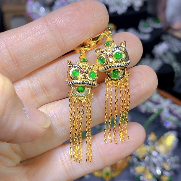 翡翠戒指银S925镶嵌天然翡翠