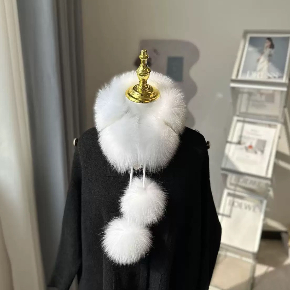 休闲风网红保暖ins狐狸毛围巾围脖女复古港风