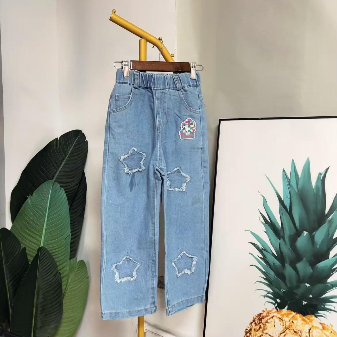 大庆仓 女童韩版时尚牛仔阔腿裤 货号PJXG1746058（库P8-9）赛4