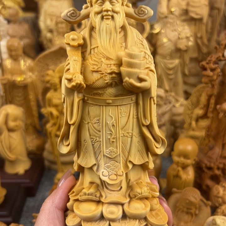 黄杨木黄杨木大财神爷摆件