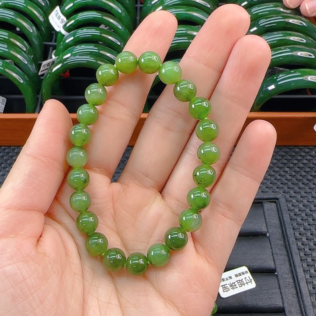 未镶嵌手链和田玉碧玉手串卡8浅