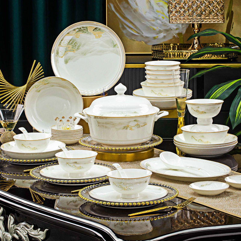 大好河山54+42景德镇陶瓷餐具碗盘家用全套乔迁之喜餐具套装送礼