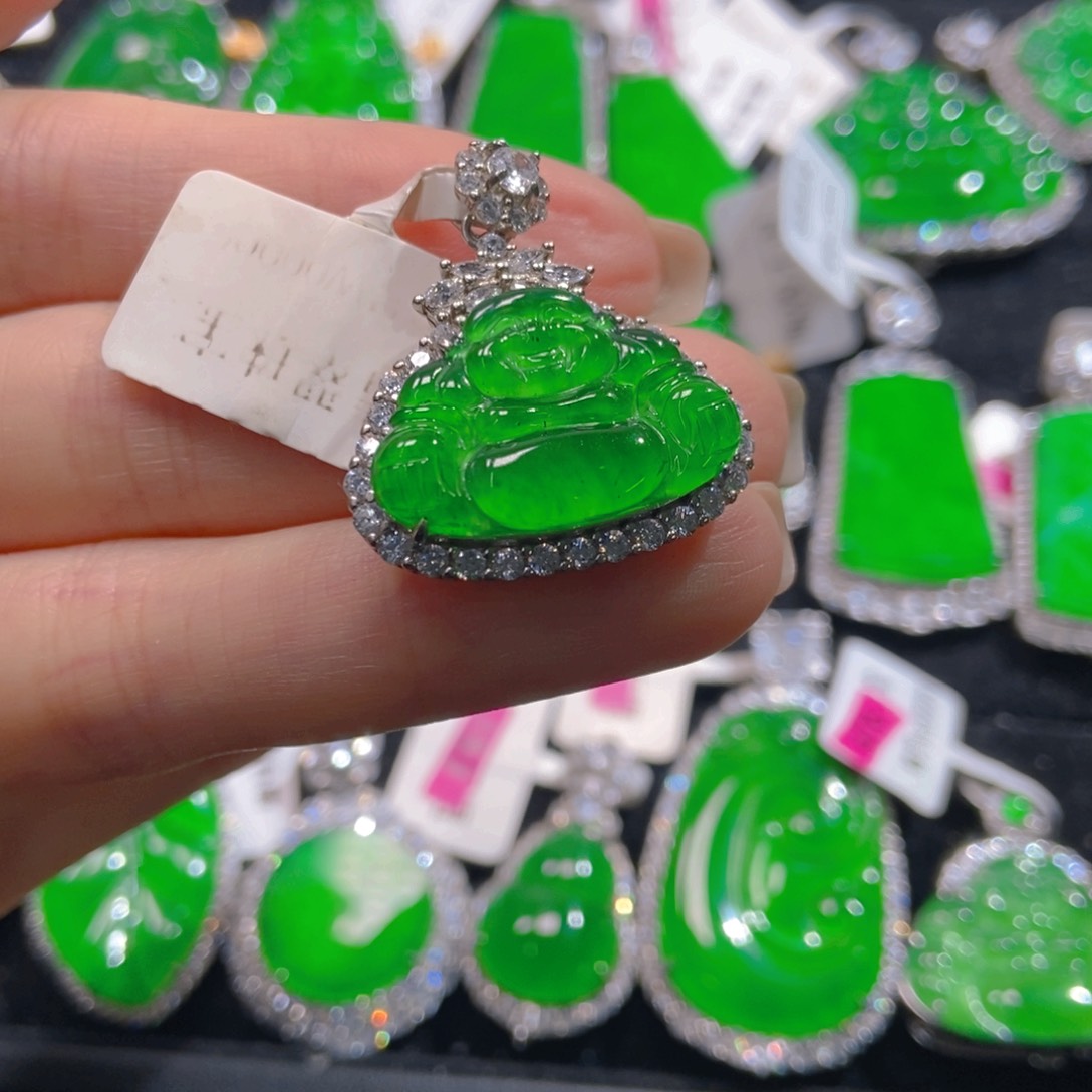 翡翠吊坠(不含链)银S925镶嵌