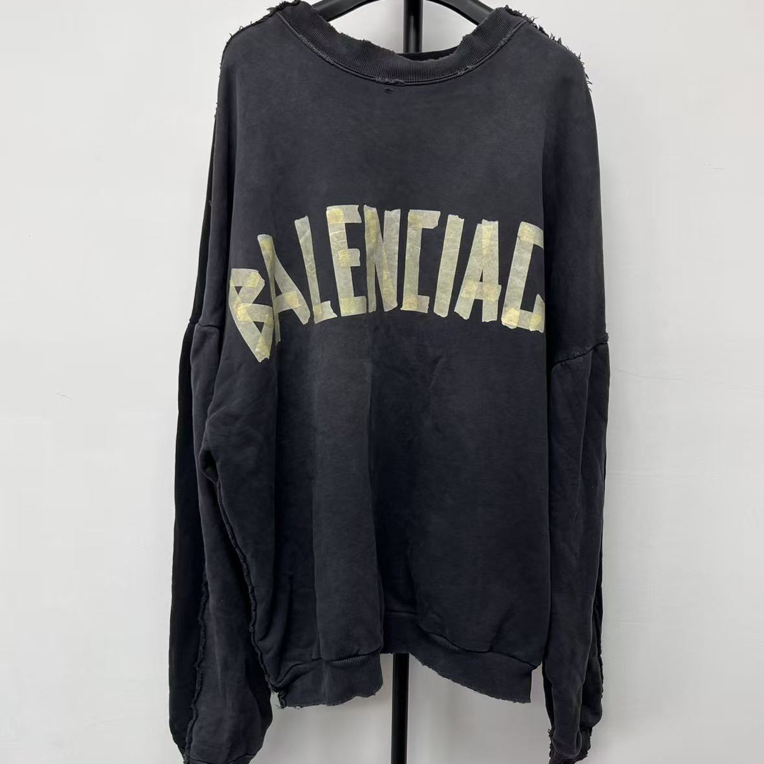 未使用 Balenciaga/巴黎世家 字母Logo印花圆领套头长袖卫衣03189