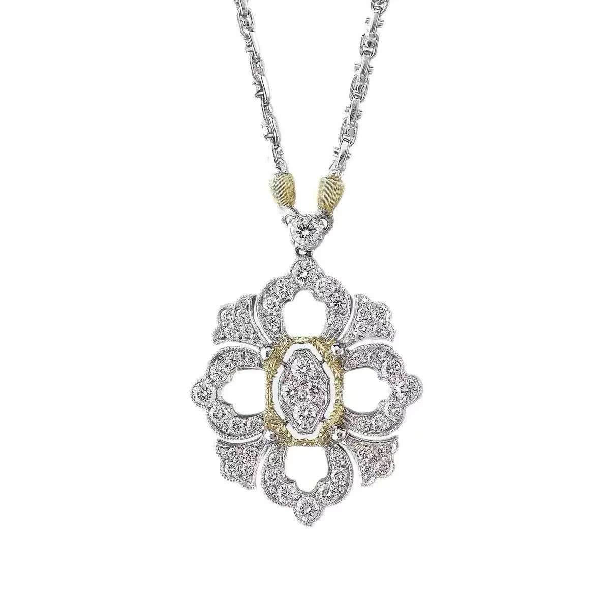 99新 BUCCELLATI/布契拉提 白金满钻穹顶项链/ 61416317/代卖服务