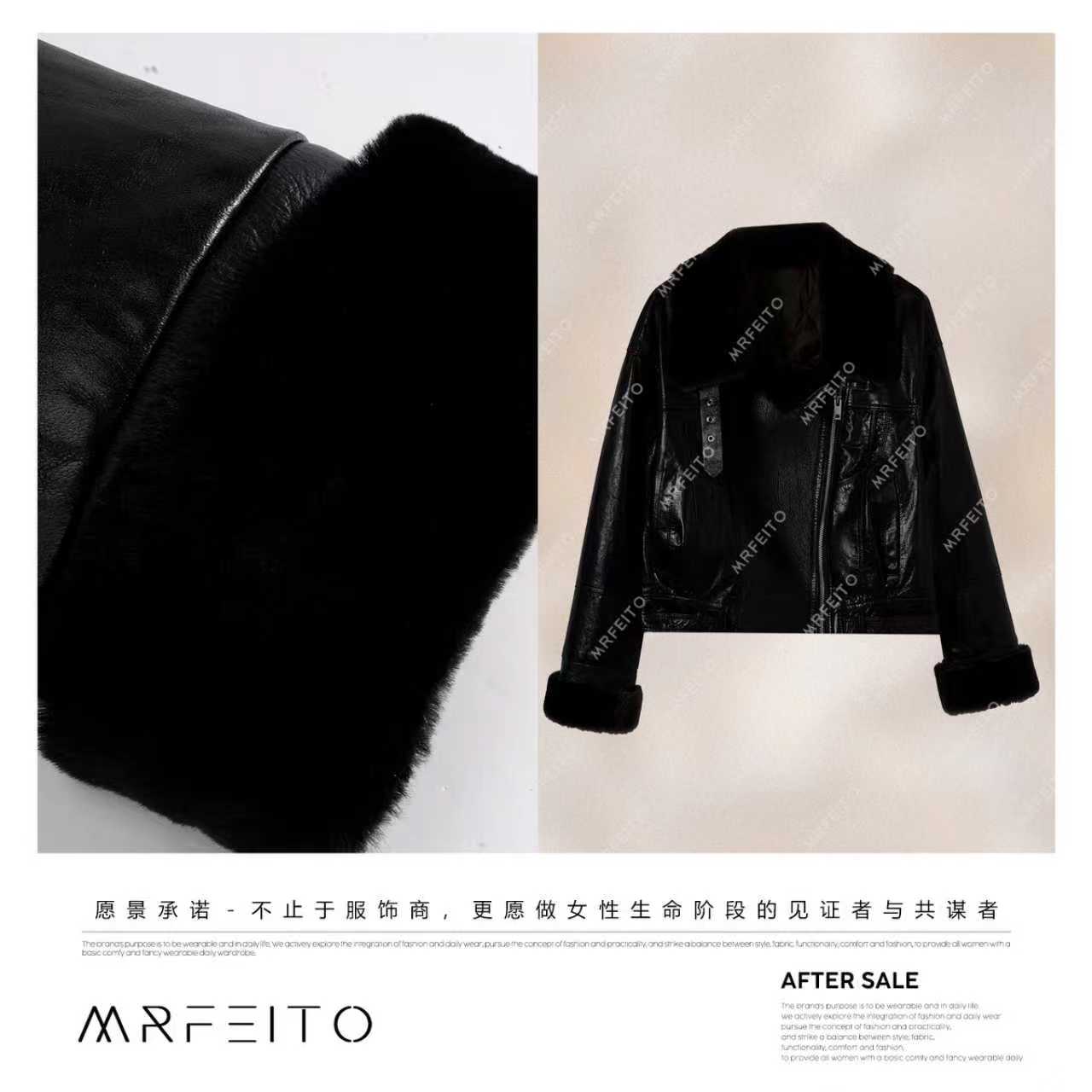 【黑茶伯爵】港风复古油蜡绵羊皮鹅绒外套H97YR02D35483