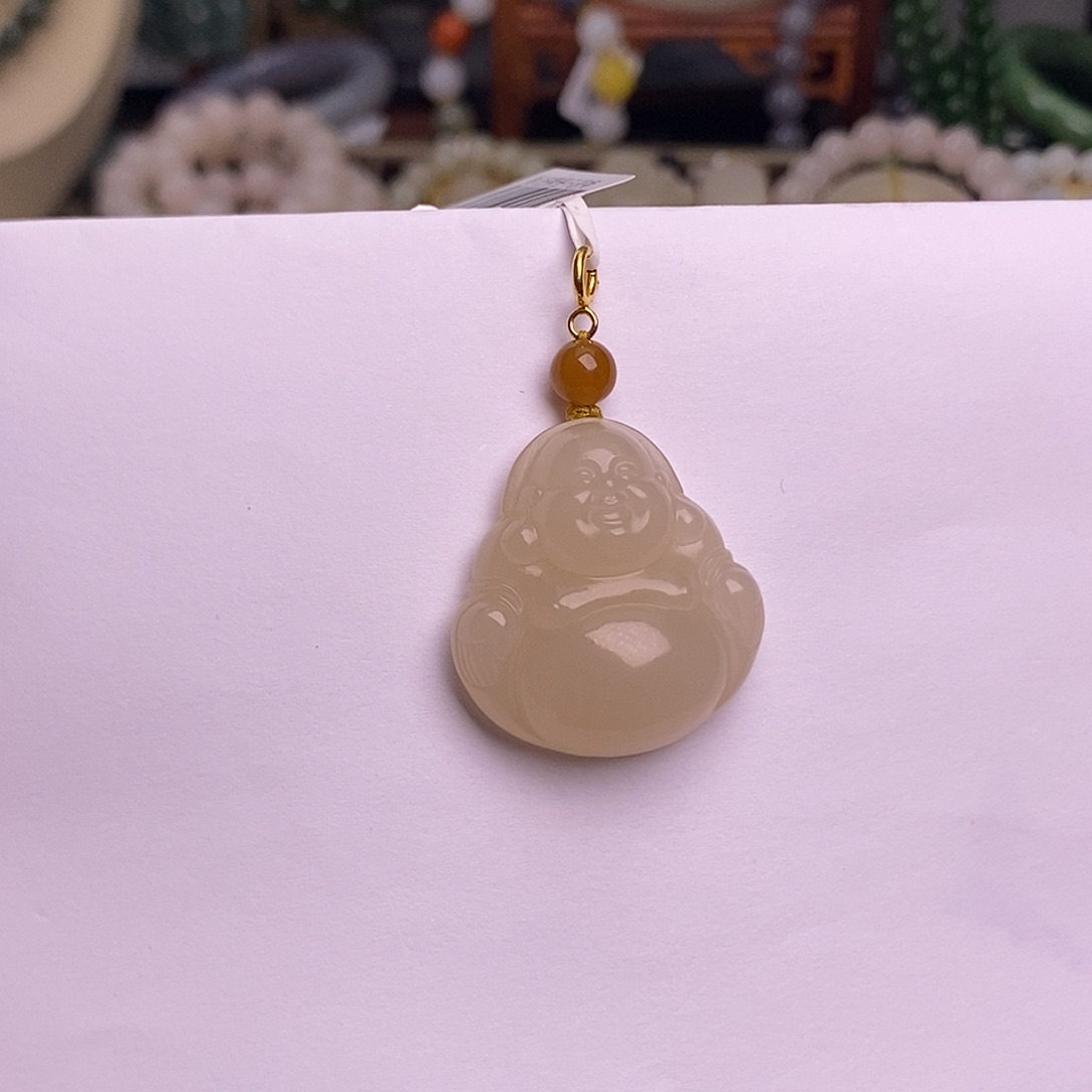 和田玉福利补贴熟藕粉佛公金镶未镶嵌