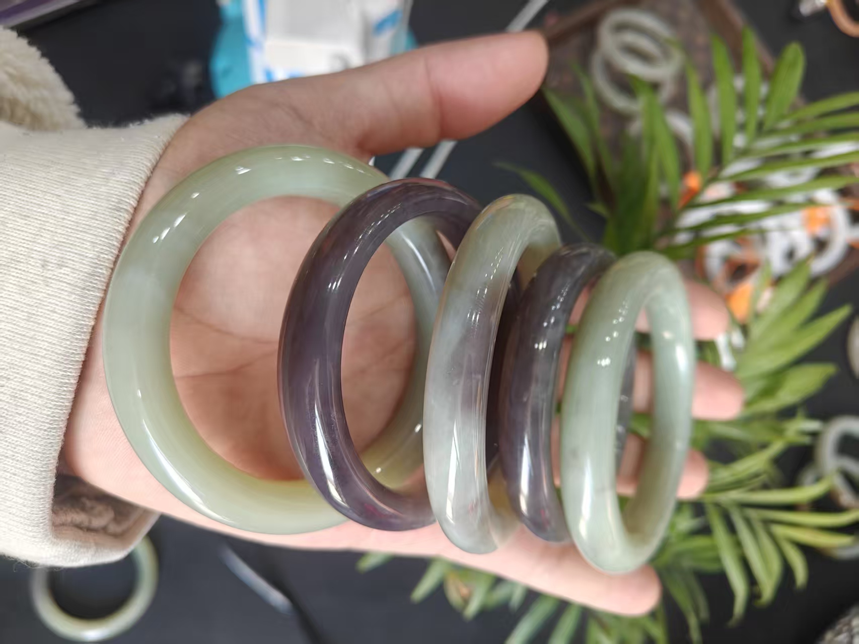 老李严选  和田玉烟紫手镯多样发一D707