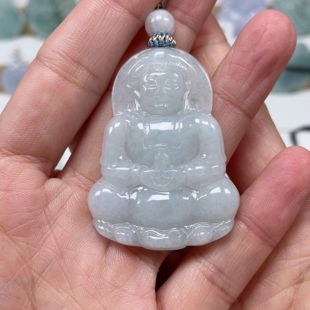 翡翠颈饰未镶嵌天然翡翠A货观音38号