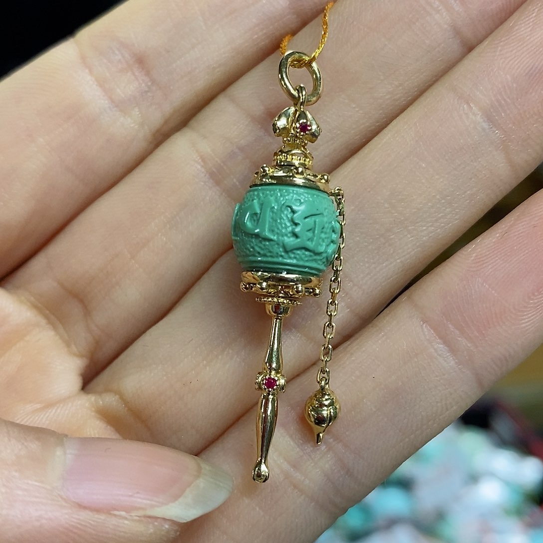 绿松石珠宝奇石18K金镶嵌