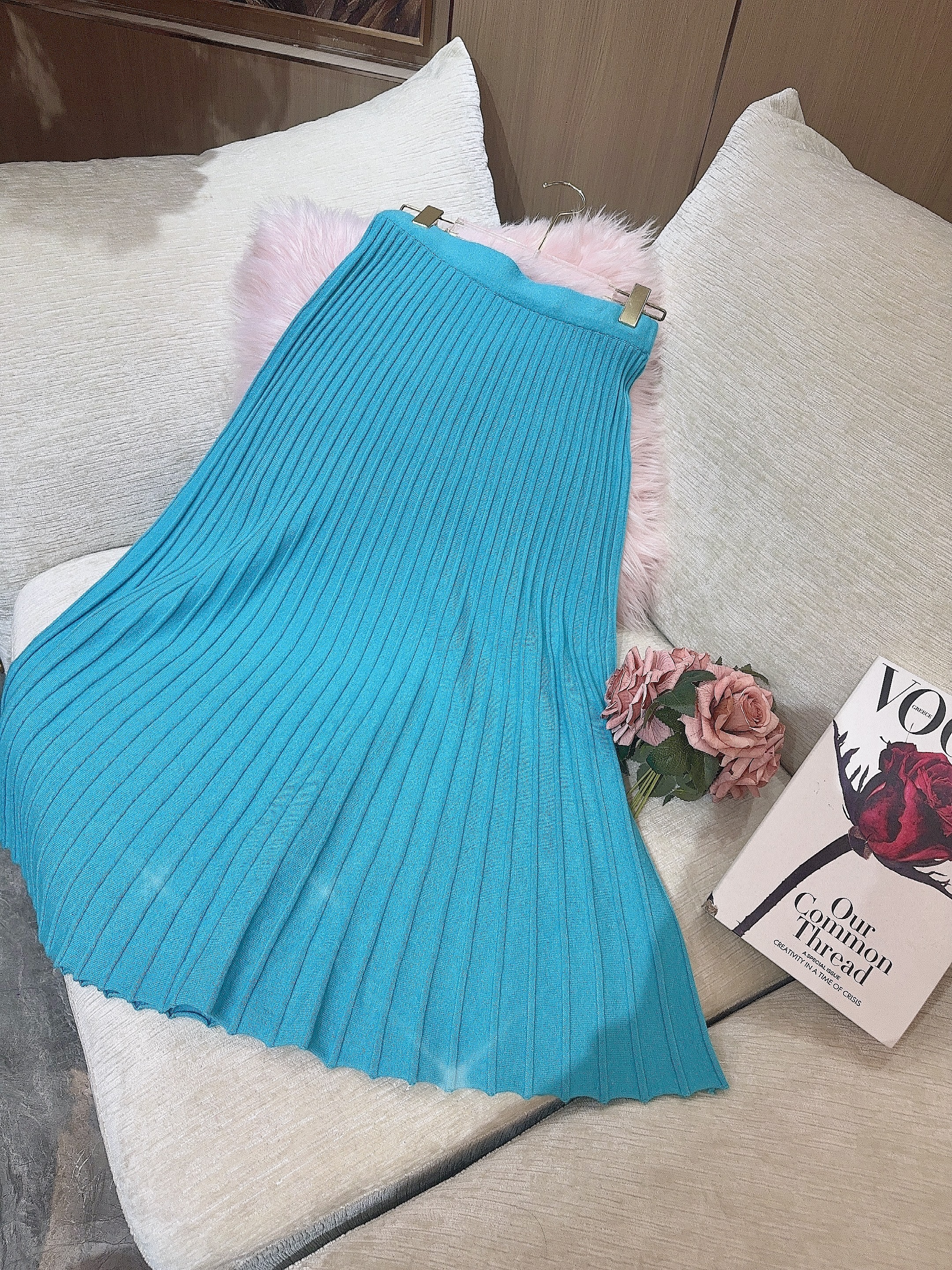 独宠【花柔玉净】爆款时尚秋冬百褶纯色版显瘦气质羊毛半裙