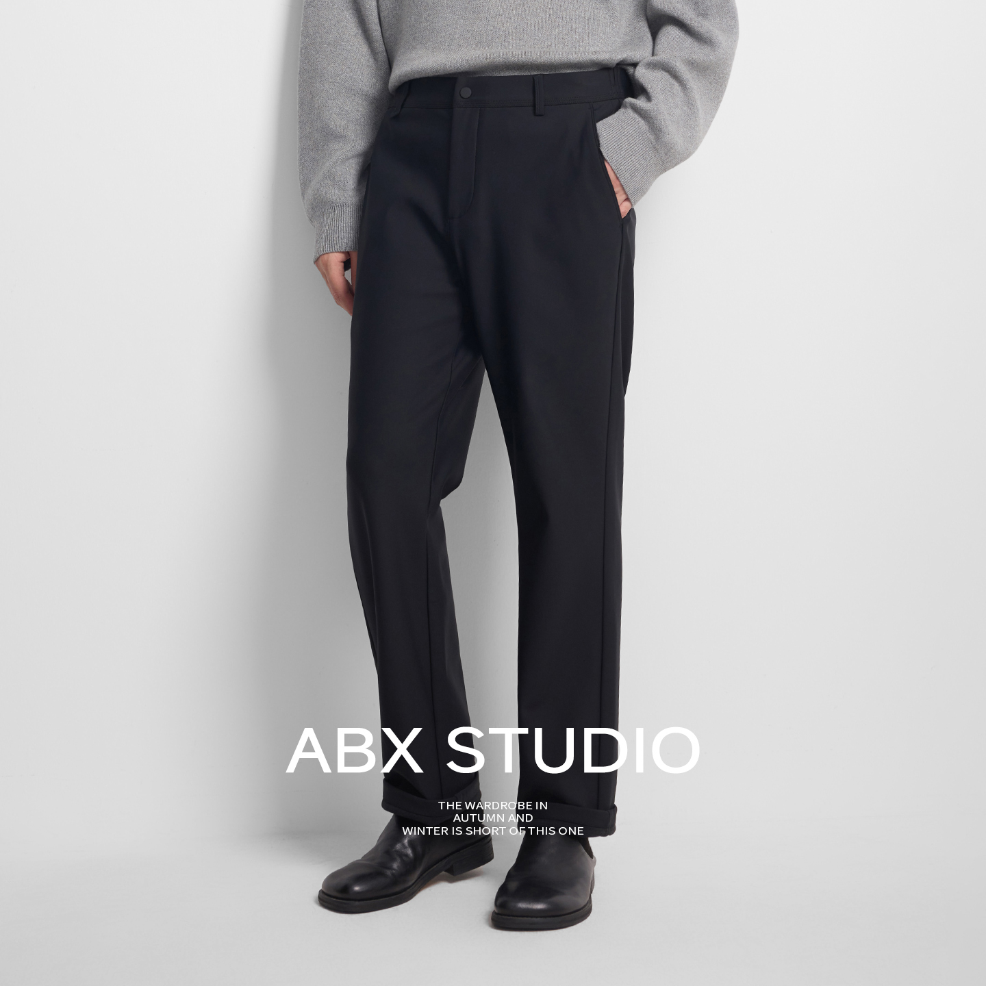 abx 羊毛混纺四面弹面料 导电丝抗静电 冬季底复绒休闲裤男长裤